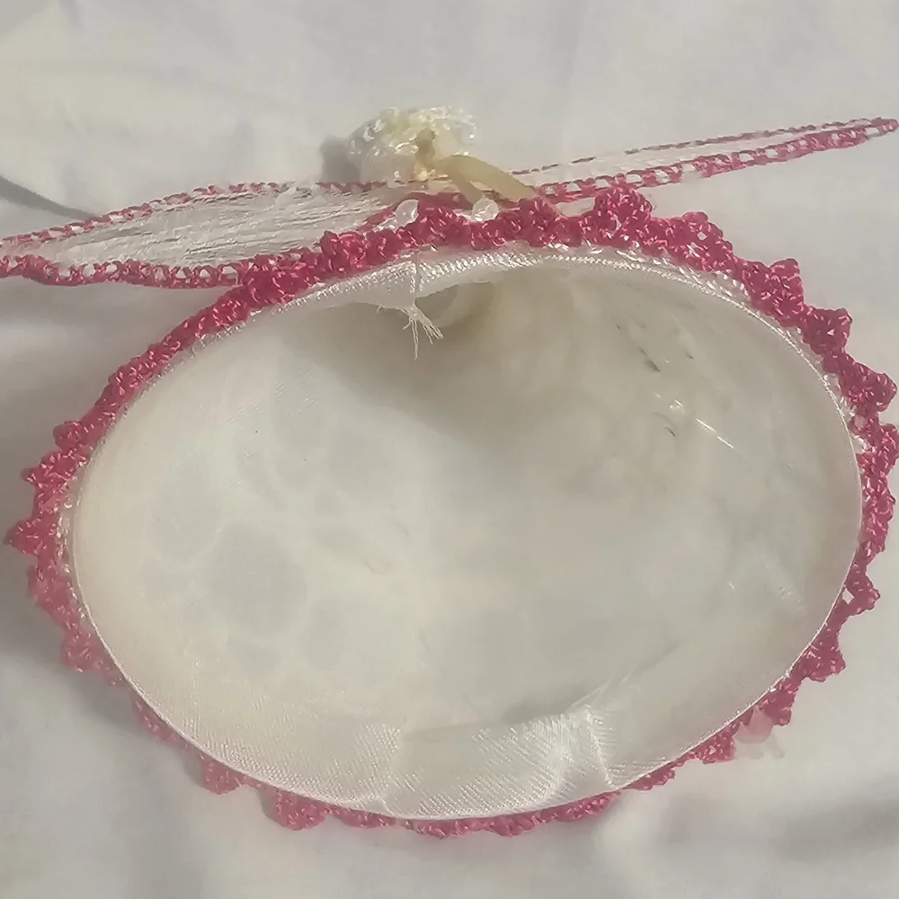 White and Pink Lace Angel Figurine